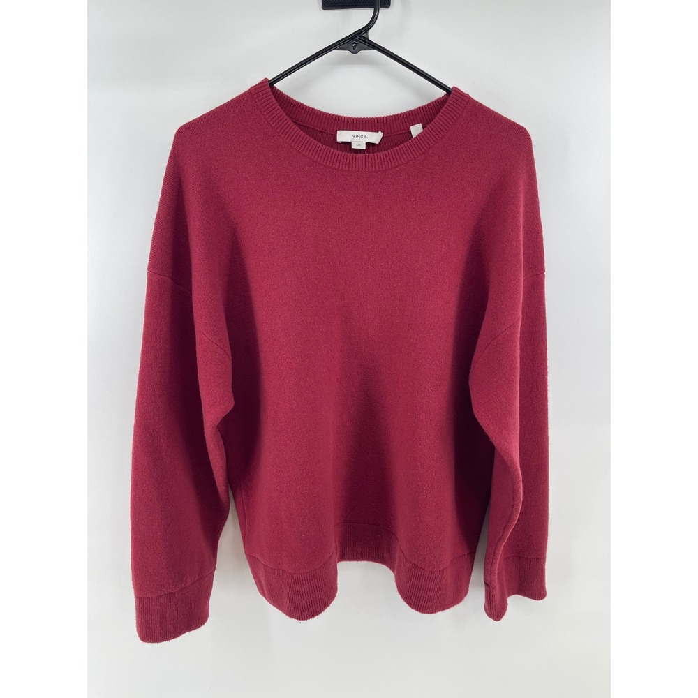Vince Crewneck Basic Sweater Mens Large Burgundy Wool Cashmere Blend V046279593